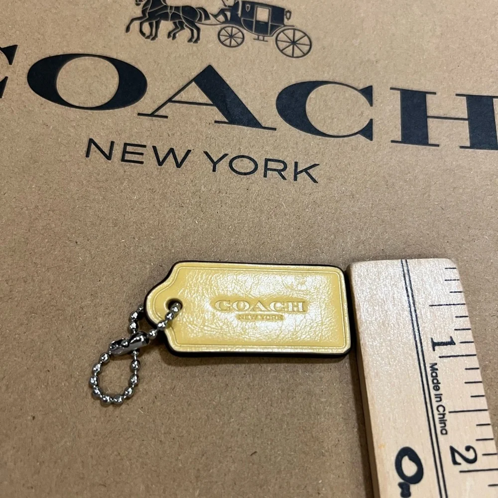 Coach Yellow Leather Tag Key & Card Holder with Ball-Chain